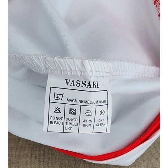 Vassari Los Angeles High Zipper Collar Large Red White Designer Shirt - Picture 10 of 10